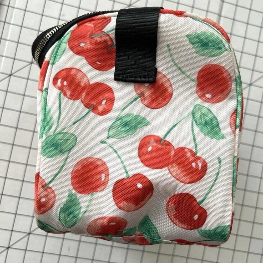 Betsey Johnson White Cosmetic Bag with Red Cherry Print